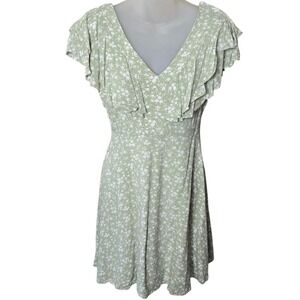 Altard State Womens Cottagecore Floral Mini Dress Size M Mint Green Ruffle Fairy